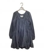 merletteマーレット）の古着「ボリュームティアードVネックドレス DAWN DRESS 3910300138」｜ブラック