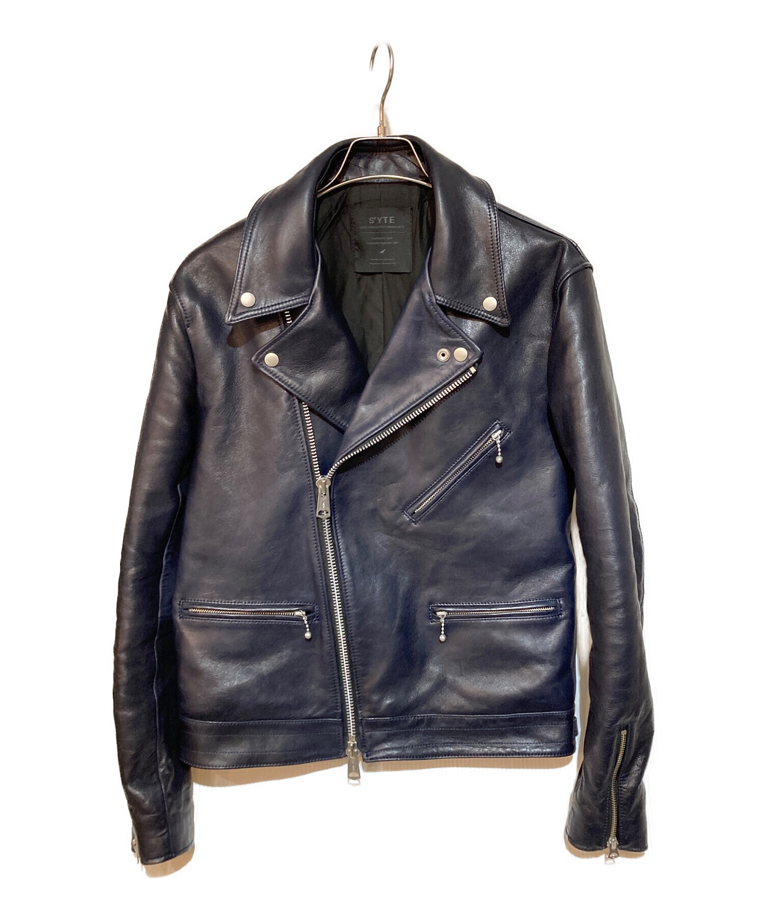 s'yte Yohji Yamamoto (サイト ヨウジ ヤマモト) Lambskin Leather Double Riders Jacket  レザー　ダブルライダース ジャケット ネイビー サイズ:3