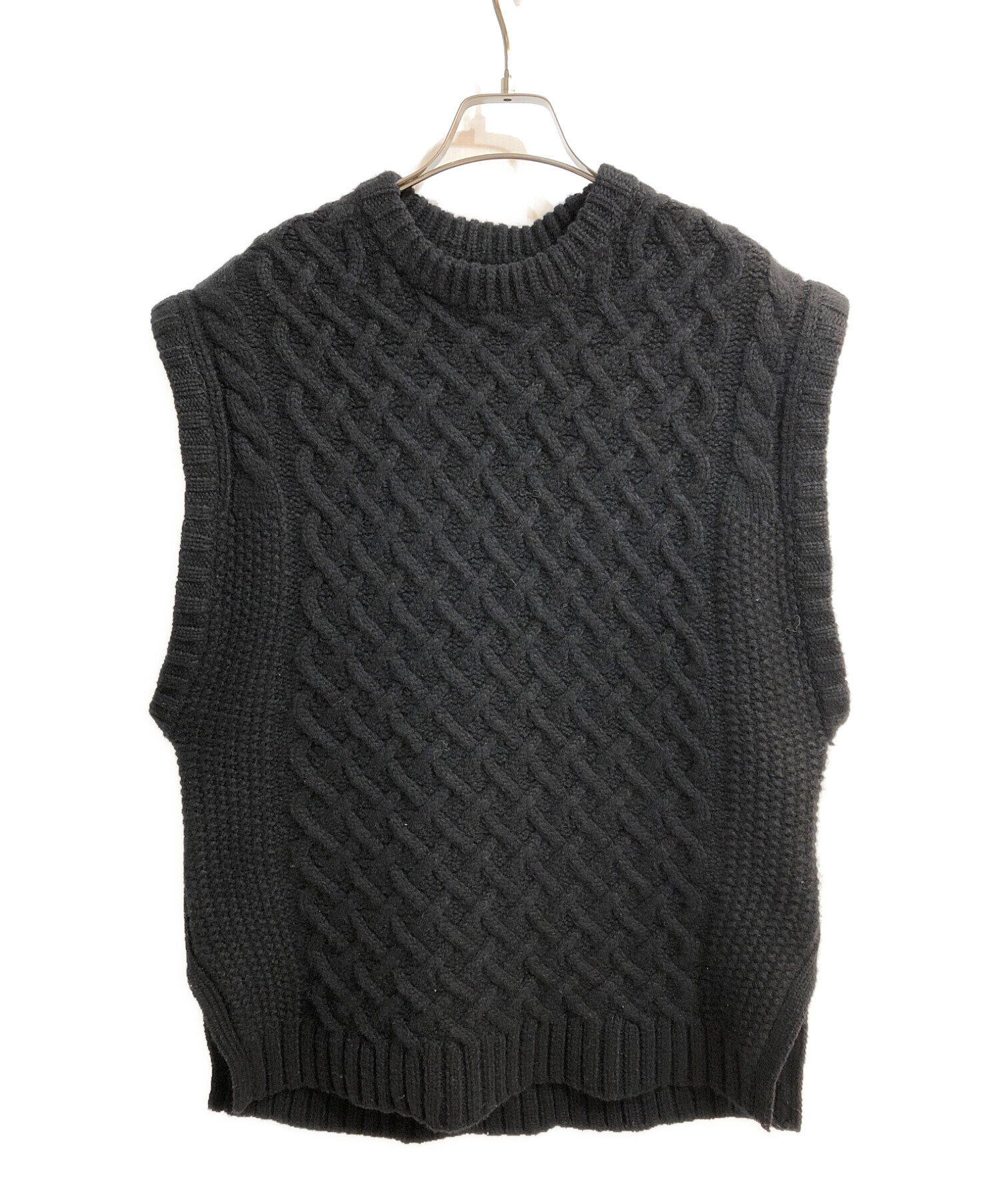 walenode (ウェルノード) Cashmere wool Aran vest ベスト ブラック サイズ:1