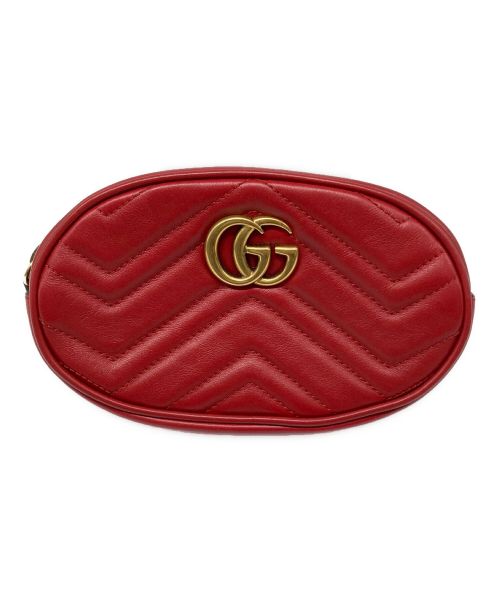 GUCCI（グッチ）GUCCI (グッチ) GGマーモント ベルトバッグ レッドの古着・服飾アイテム