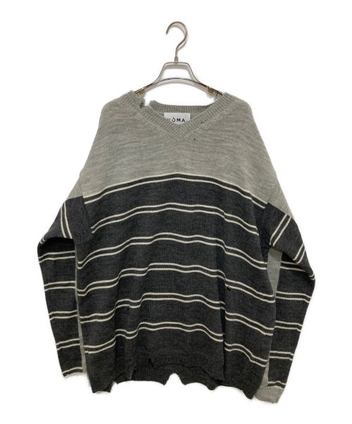 NOMA t.d.（ノーマティーディー）NOMA t.d. (ノーマティーディー) Stripe Damaged Sweater グレー サイズ:4 未使用品の古着・服飾アイテム