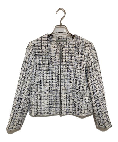 theory luxe（セオリーリュクス）theory luxe (セオリーリュクス) ノーカラーツイードジャケット グレー サイズ:32の古着・服飾アイテム