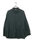 Blanc YMブランワイエム）の古着「Plaid Wide Shirt /ウールチェックシャツ」｜グリーン