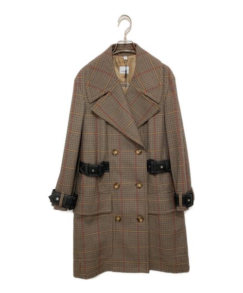 BURBERRY（バーバリー）BURBERRY (バーバリー) ハウンドトゥース ダブルコート ブラウン サイズ:36 未使用品の古着・服飾アイテム