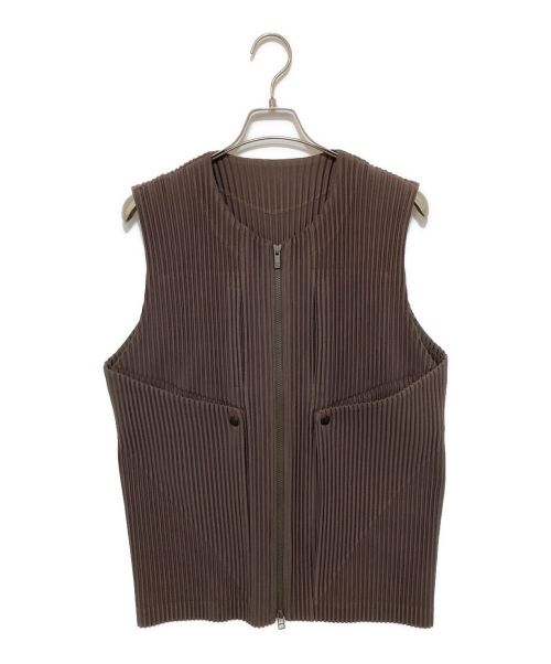 HOMME PLISSE ISSEY MIYAKE（オムプリッセ イッセイ ミヤケ）HOMME PLISSE ISSEY MIYAKE (オムプリッセ イッセイ ミヤケ) UNFOLD VEST ブラウン サイズ:3の古着・服飾アイテム