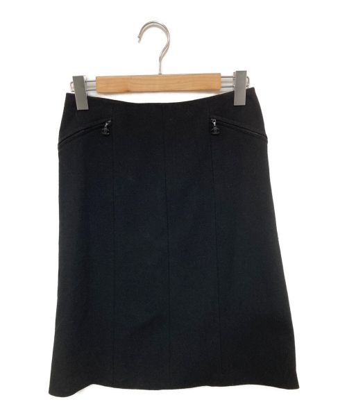 CHANEL（シャネル）CHANEL (シャネル) ココマークジップスカート ブラック サイズ:38の古着・服飾アイテム