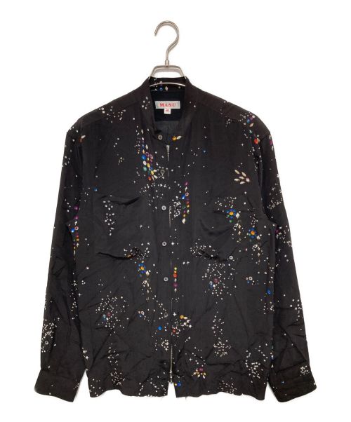 masu（エムエーエスユー）MASU (エムエーエスユー) ZIP-UP GALAXY SILK SHIRT ブラック サイズ:Lの古着・服飾アイテム