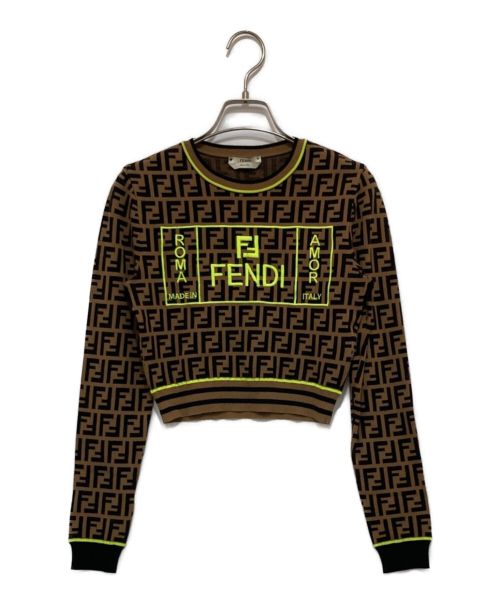 FENDI（フェンディ）FENDI (フェンディ) ズッカクルーネックセーター ブラウン サイズ:40の古着・服飾アイテム