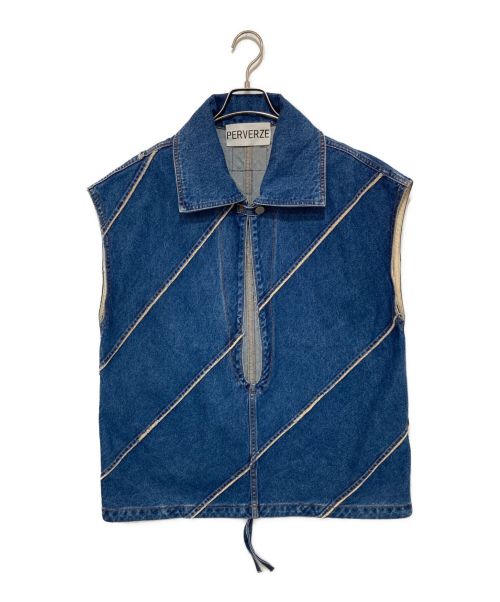 PERVERZE（パーバーズ）PERVERZE (パーバーズ) Eco Bio Washed Denim Jumper Vest インディゴ サイズ:FREEの古着・服飾アイテム