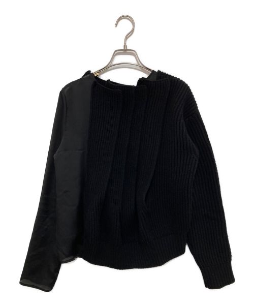 sacai（サカイ）sacai (サカイ) Satin Mix Wool Knit Pullover ブラック サイズ:2の古着・服飾アイテム