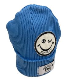 Perfect ribs（パーフェクトリブス）の古着「RIB BEANIE SMILE PATCH」｜スカイブルー