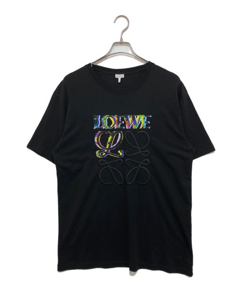 LOEWE（ロエベ）LOEWE (ロエベ) グリッチ アナグラム ロゴ 半袖Tシャツ ブラック サイズ:Mの古着・服飾アイテム