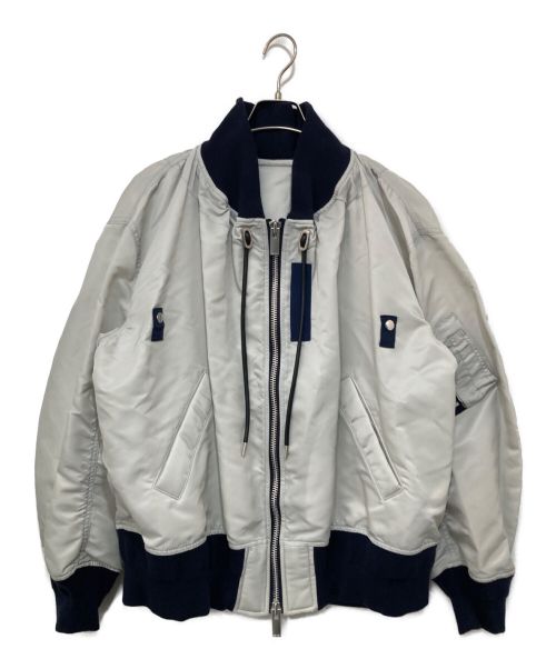 sacai（サカイ）sacai (サカイ) MA-1×Melton Jacket グレー サイズ:2の古着・服飾アイテム