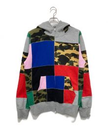 A BATHING APE（アベイシングエイプ）の古着「パッチワークジップパーカー」｜グレー