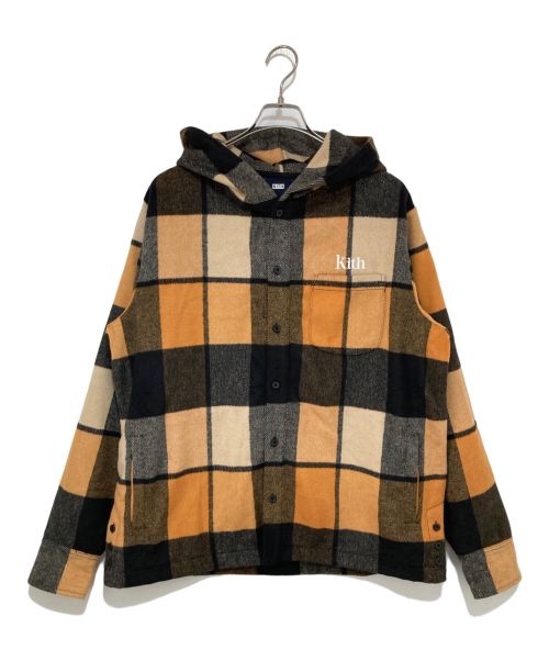 KITH（キス）KITH (キス) Plaid Wool Ginza Hooded Shirt ベージュ サイズ:Mの古着・服飾アイテム