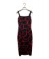 DOLCE & GABBANA (ドルチェ＆ガッバーナ) GIRAFFE PRINT SILK MIDI DRESS ブラック×レッド サイズ:42：18000円