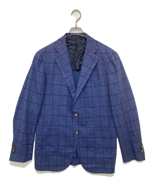 CARUSO（カルーゾ）CARUSO (カルーゾ) ウールチェックジャケット ネイビー サイズ:50の古着・服飾アイテム