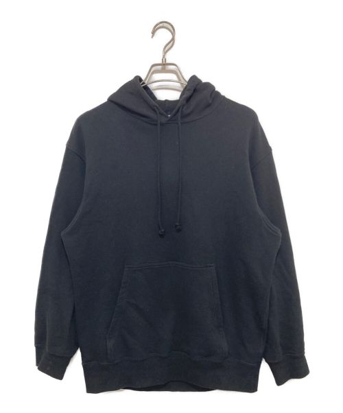 YOHJI YAMAMOTO（ヨウジヤマモト）YOHJI YAMAMOTO (ヨウジヤマモト) FLEECE SIGNATURE EMBROIDERY HOODIE ブラック サイズ:1の古着・服飾アイテム