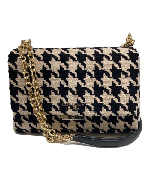 Kate Spade（ケイトスペード）Kate Spade (ケイトスペード) carlyle houndstooth medium ブラック×ベージュの古着・服飾アイテム