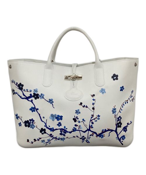 LONGCHAMP（ロンシャン）LONGCHAMP (ロンシャン) 桜刺繍トートバッグ ホワイトの古着・服飾アイテム