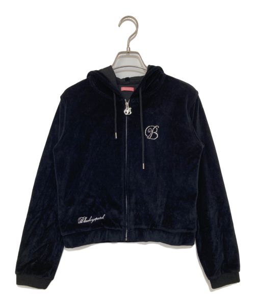 BlackEyePatch（ブラックアイパッチ）BlackEyePatch (ブラックアイパッチ) B EMBLEM VELOUR ZIP HOODIE ブラック サイズ:Sの古着・服飾アイテム