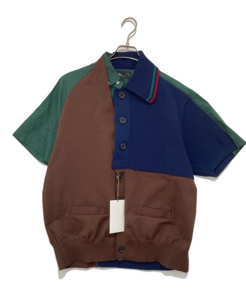 KOLOR（カラー）KOLOR (カラー) 強撚天竺  ドッキングニットポロシャツ ネイビー サイズ:1の古着・服飾アイテム