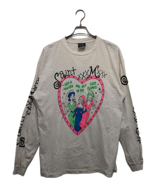 SAINT MICHAEL（セントマイケル）SAINT MICHAEL (セントマイケル) PINK HEART LS TEE ホワイト サイズ:Lの古着・服飾アイテム