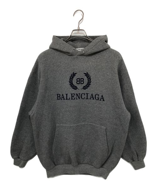 BALENCIAGA（バレンシアガ）BALENCIAGA (バレンシアガ) ロゴプリントパーカー グレー サイズ:XSの古着・服飾アイテム