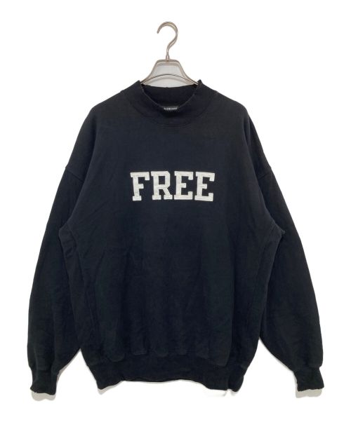 BALENCIAGA（バレンシアガ）BALENCIAGA (バレンシアガ) FREEロゴ ダメージ加工 モックネックスウェット ブラック サイズ:Sの古着・服飾アイテム