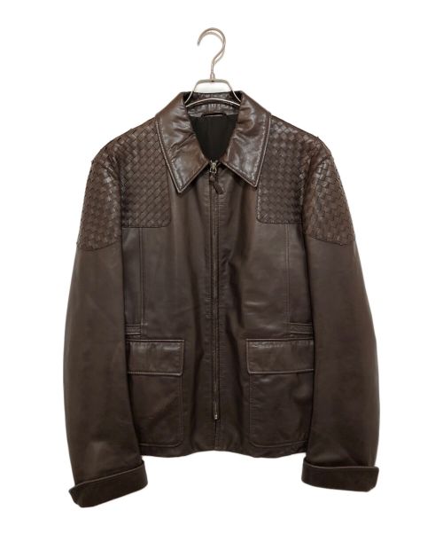 BOTTEGA VENETA（ボッテガベネタ）BOTTEGA VENETA (ボッテガベネタ) レザージャケット ブラウン サイズ:48の古着・服飾アイテム