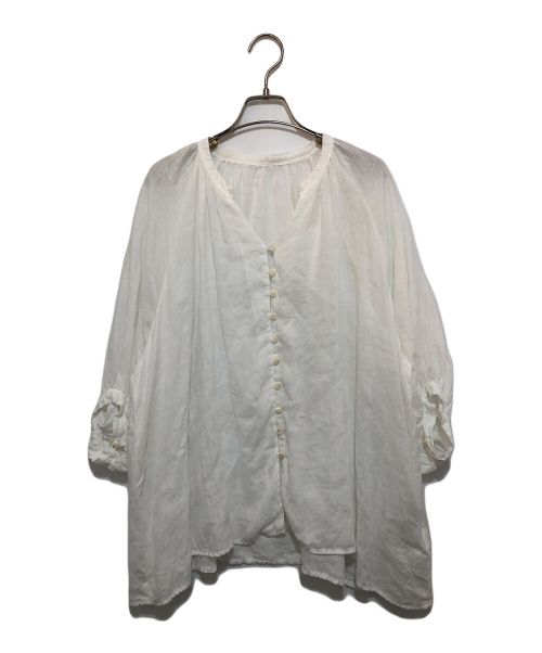 nest Robe（ネストローブ）nest Robe (ネストローブ) リネン ギャザリングブラウス ホワイト サイズ:FREEの古着・服飾アイテム