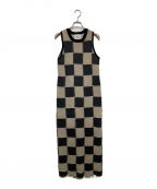 Ameriアメリ）の古着「BLOCK CHECK JACQUARD DRESS」｜ベージュ