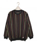 WACKO MARIAワコマリア）の古着「STRIPED JACQUARD KNIT SWEATER」｜ブラック