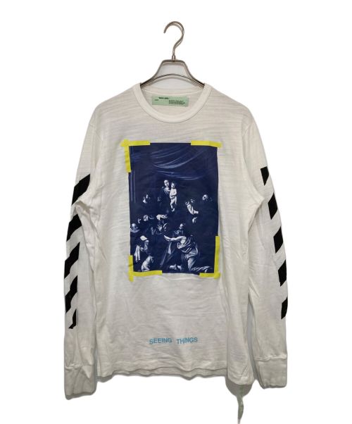 OFFWHITE（オフホワイト）OFFWHITE (オフホワイト) DIAG CARAVAGGIO TEE LS ホワイト サイズ:Mの古着・服飾アイテム