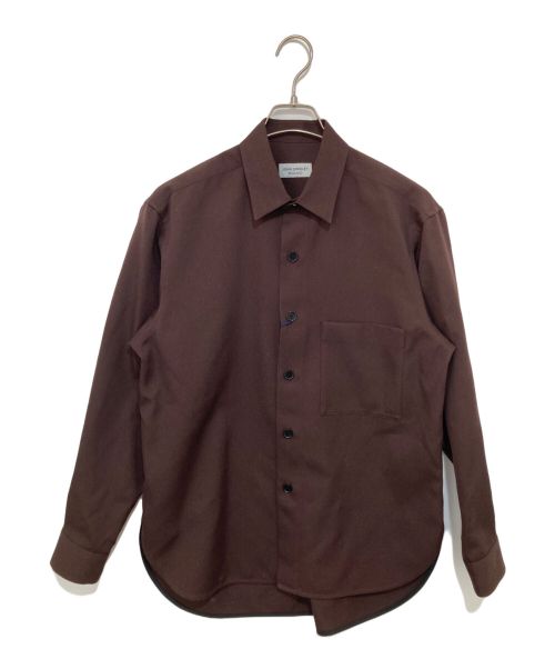 JOHN SMEDLEY（ジョンスメドレー）JOHN SMEDLEY (ジョンスメドレー) ウールギャバジンオーバーシャツ ブラウン サイズ:Sの古着・服飾アイテム