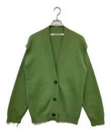 PERVERZE（パーバーズ）の古着「Crash Wide Knit Cardigan」｜グリーン