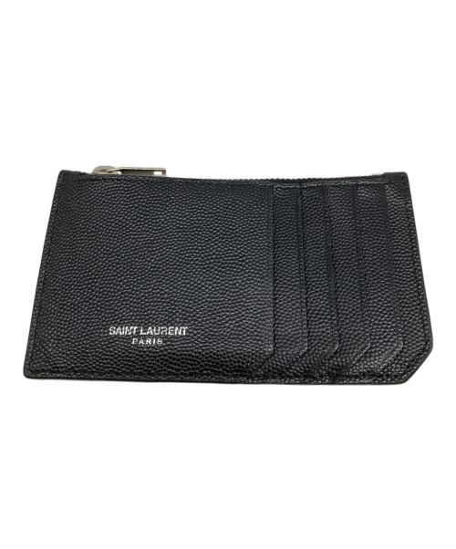 Saint Laurent Paris（サンローランパリ）Saint Laurent Paris (サンローランパリ) グレインレザー ジッパーカードホルダー ブラックの古着・服飾アイテム