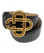 CASABLANCAカサブランカ）の古着「LOGO BUCKLE LEATHER BELT」｜ブラック