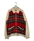 SUPREMEシュプリーム）の古着「Plaid Front Zip Sweater」｜レッド×ベージュ