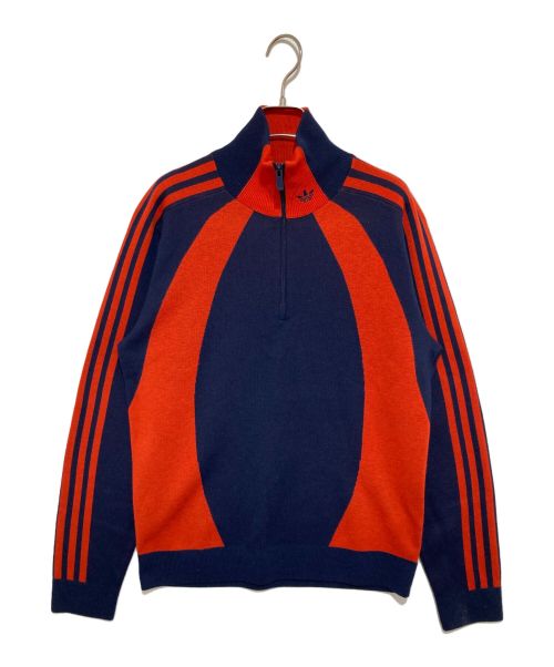 adidas（アディダス）adidas (アディダス) クォータージップ セーター レッド サイズ:Lの古着・服飾アイテム