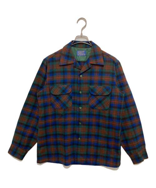 PENDLETON（ペンドルトン）PENDLETON (ペンドルトン) ヴィンテージチェックオープンカラーシャツ レッド×ネイビー サイズ:Mの古着・服飾アイテム