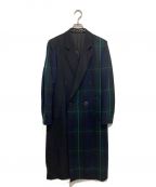 PAUL SMITHポールスミス）の古着「DREAMER BLACK WATCH MIX UP DOUBLE-BREASTED COAT」｜ネイビー