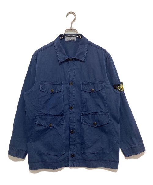 STONE ISLAND（ストーンアイランド）STONE ISLAND (ストーンアイランド) TELA SMERIGLIATA 4 POCKET SHIRT JACKET ネイビー サイズ:XLの古着・服飾アイテム