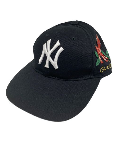 GUCCI（グッチ）GUCCI (グッチ) MLB (エムエルビー) コラボベースボールキャップ ブラックの古着・服飾アイテム