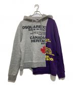 DSQUARED2ディースクエアード）の古着「ASYMMETRIC TWOTONE HOODIE」｜グレー