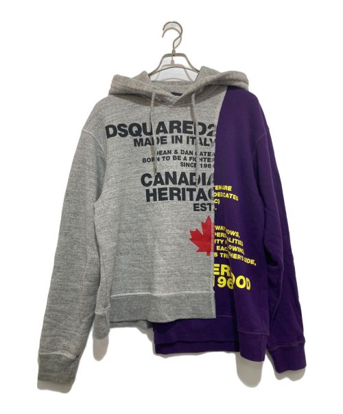 DSQUARED2（ディースクエアード）DSQUARED2 (ディースクエアード) ASYMMETRIC TWOTONE HOODIE グレー サイズ:Sの古着・服飾アイテム