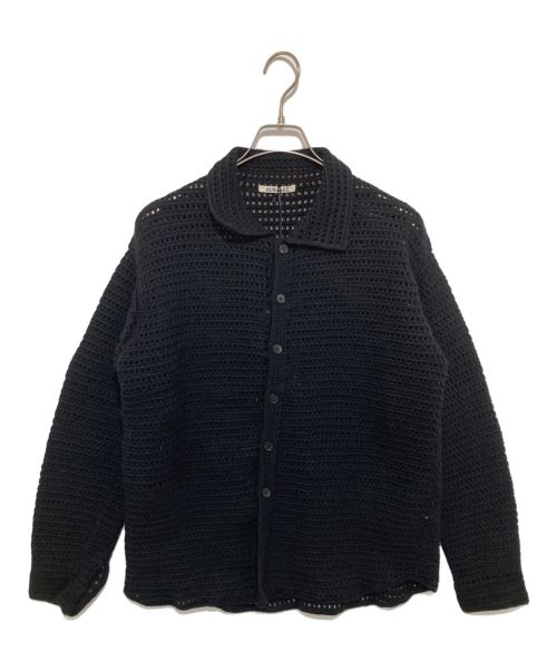 AURALEE（オーラリー）AURALEE (オーラリー) HAND CROCHET WOOL KNIT SHIRTS ブラック サイズ:3の古着・服飾アイテム