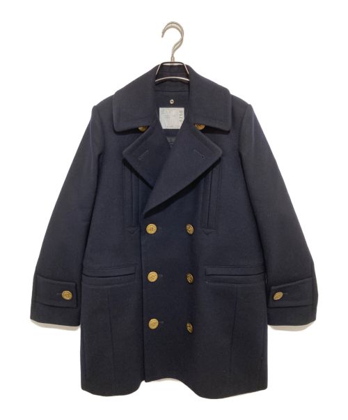 sacai（サカイ）sacai (サカイ) WOOL MELTON MIX COAT ネイビー サイズ:２の古着・服飾アイテム