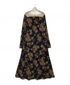 Ameriアメリ）の古着「FLOWER PRINT VELOUR DRESS」｜ブラック