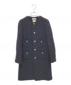 MADISON BLUEマディソンブルー）の古着「TWEED NOCOLLAR LONG JACKET」｜ネイビー